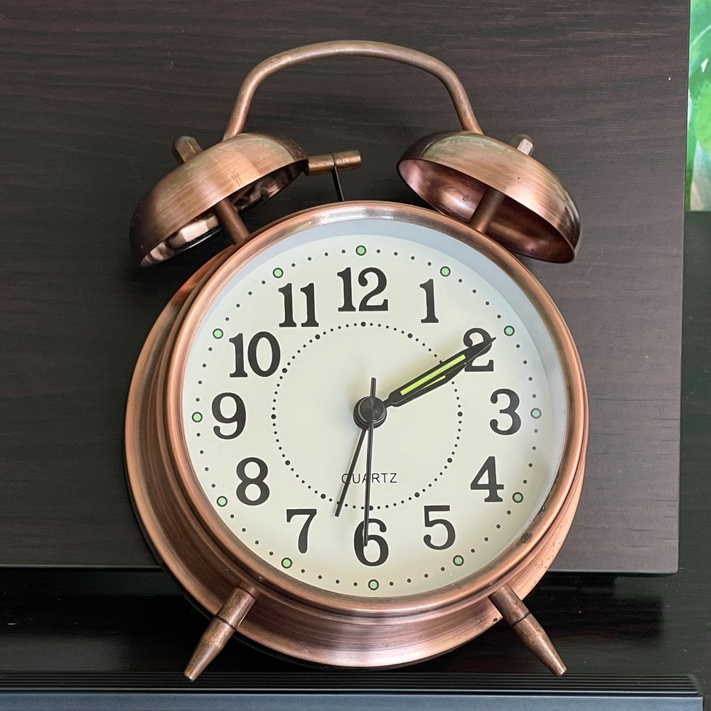 Bronze classic twin bell alarm clock